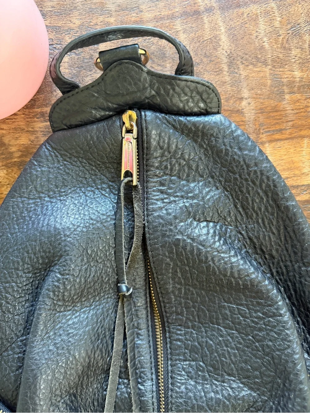 Rebecca Minkoff Black Pebbled Leather Backpack Purse w/ Gold Hardware